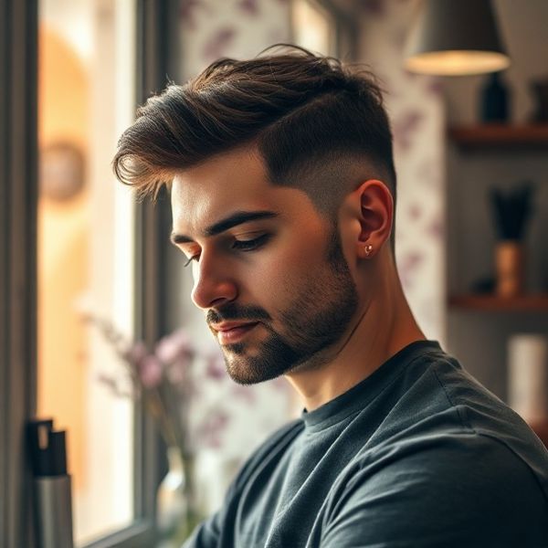Portret stilista Marka pri preciznom rezu kose uz prirodno svjetlo